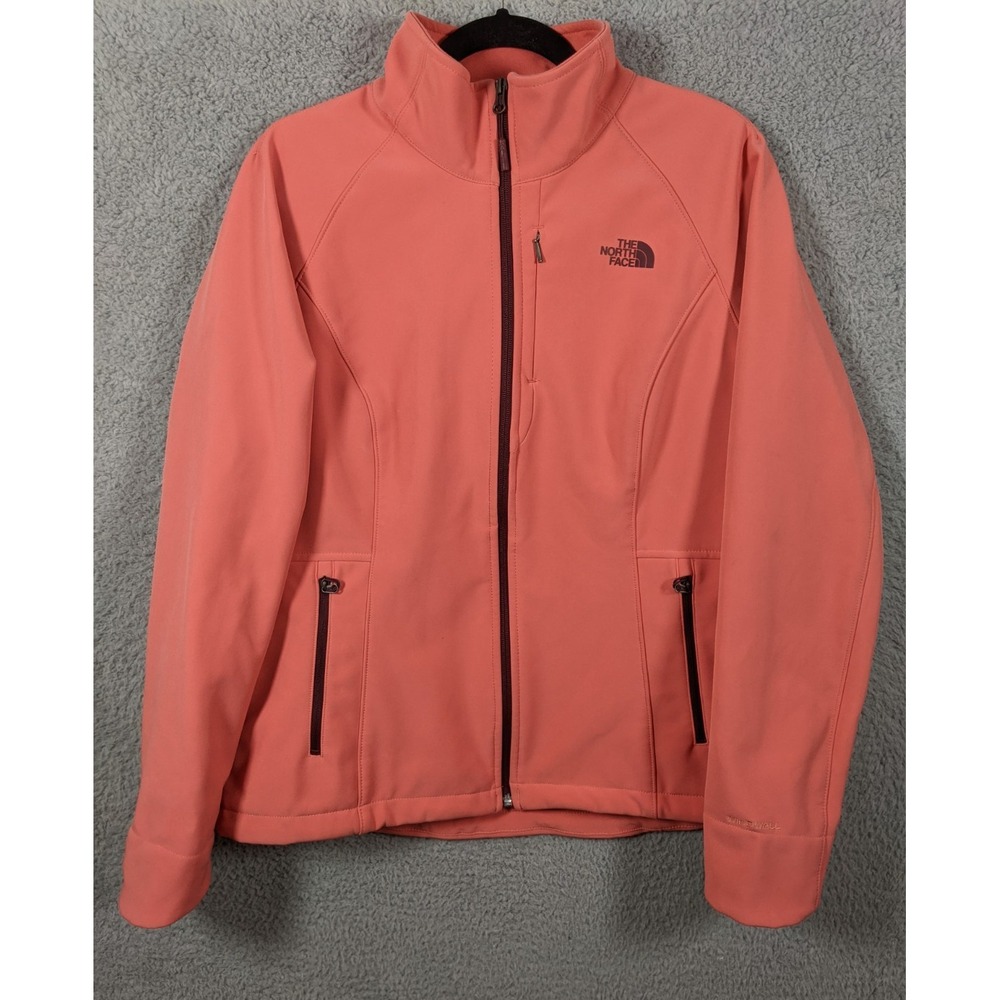 The North Face Windwall Apex Bionic Softshell Jacket Women L Coral Pink Full Zip